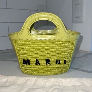 Marni Tropicalia raffia and leather mini basket bag